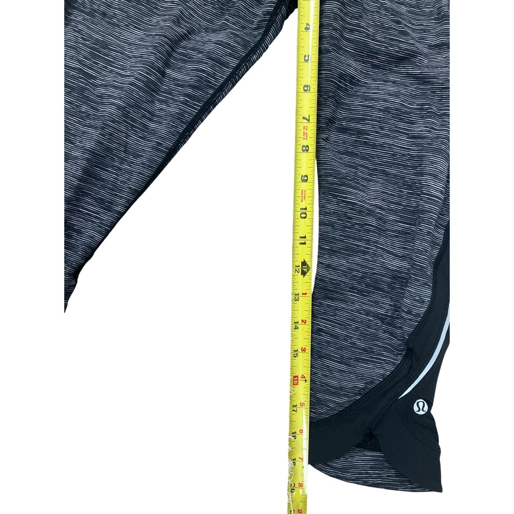 Lululemon Wunder Under Crop Leggings Black Grey Heathered Zip Pocket Size 10 - Picture 11 of 11